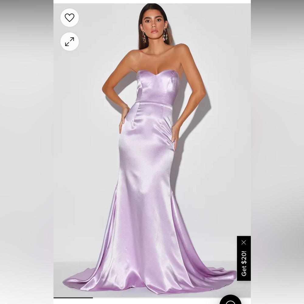 NEVER WORN Remember This Moment Lavender Satin Strapless Mermaid Maxi Dress